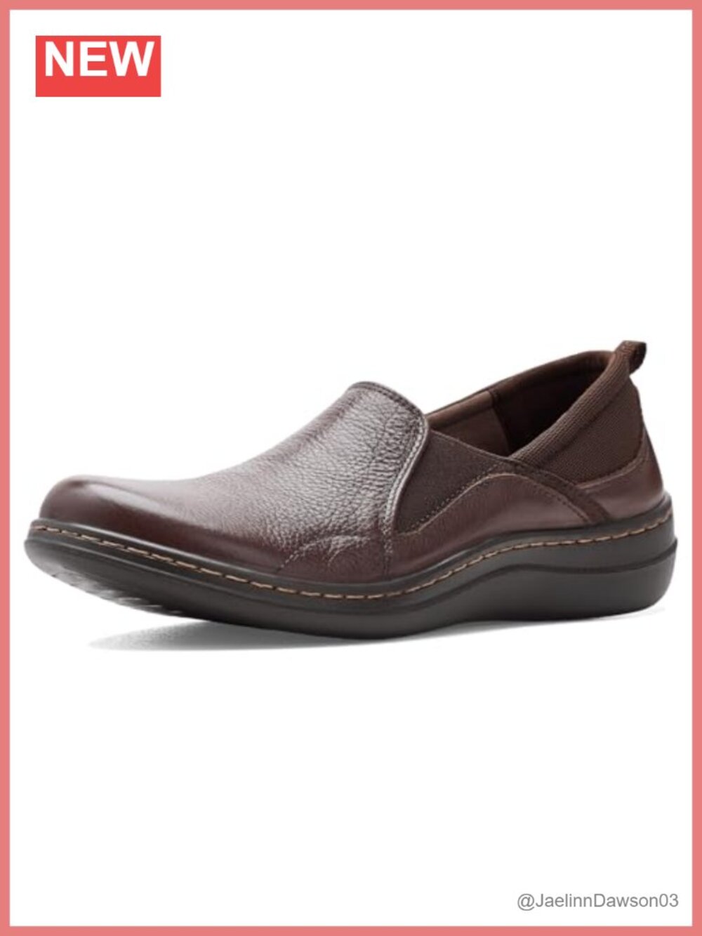 Womens Leather Slip-On Loafers Twin Gore Panels EVA Cushion Round Toe